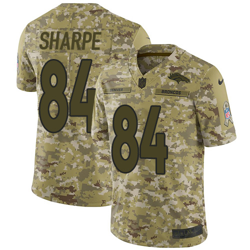 Denver Broncos #84 Shannon Sharpe Camo Youth Stitched Limited 2018 Salute to Service Jersey Youth