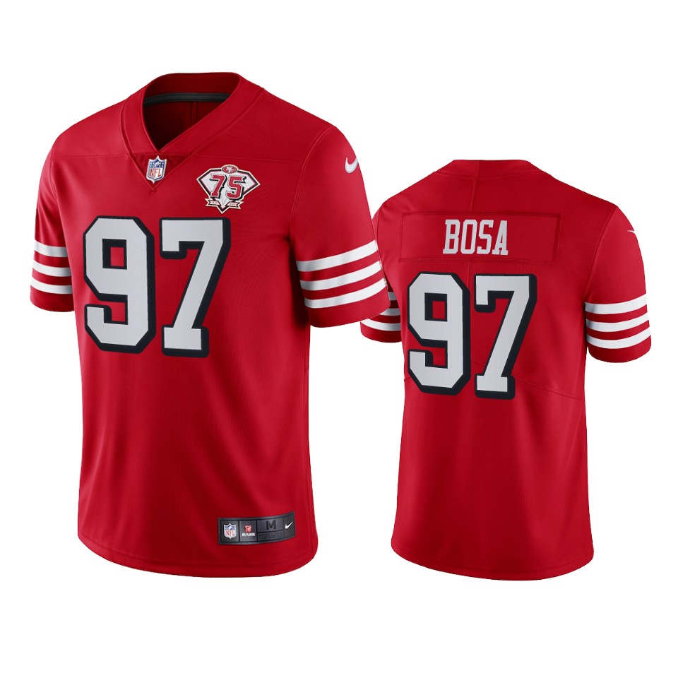 49ers #97 Nick Bosa Red Rush Youth 75th Anniversary Stitched Vapor Untouchable Limited Jersey