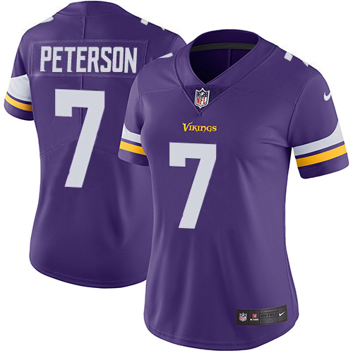 Minnesota Vikings #7 Patrick Peterson Purple Team Color Women's Stitched Vapor Untouchable Limited Jersey Womens