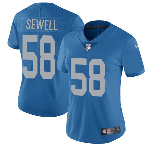 Detroit Detroit Lions #58 Penei Sewell Blue Throwback Women's Stitched Vapor Untouchable Limited Jersey Womens