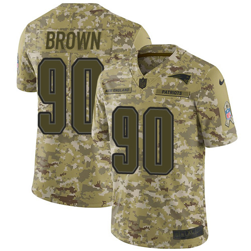 New England Patriots #90 Malcom Brown Camo Youth Stitched Limited 2018 Salute to Service Jersey Youth