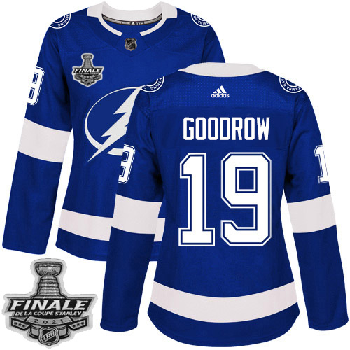 Adidas Tampa Bay Lightning #19 Barclay Goodrow Blue Home Authentic Women's 2021 Stanley Cup Final Patch Jersey Womens