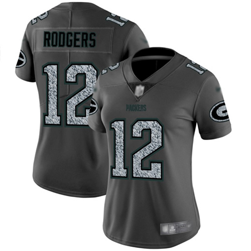 Packers #12 Aaron Rodgers Gray Static Women's Stitched Vapor Untouchable Limited Jersey