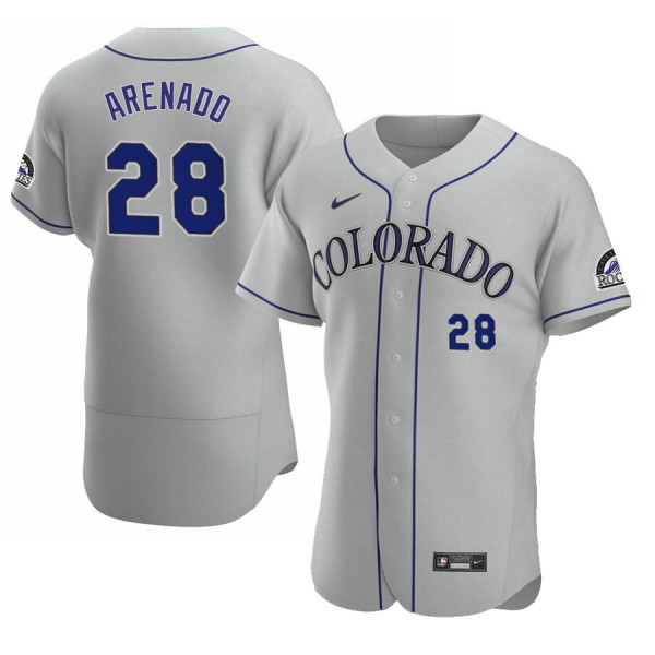 Men's  Colorado Rockies 28 Authentic 2020 Road Gray Nolan Arenado Jersey