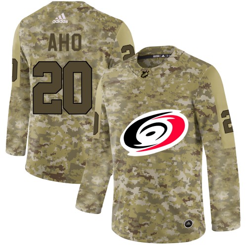 Adidas Carolina Hurricanes #20 Sebastian Aho Camo Authentic Stitched Jersey Men's