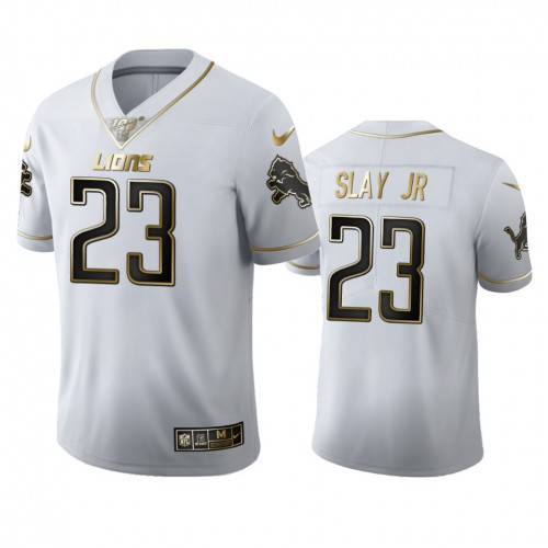 Detroit Detroit Lions #23 Darius Slay Jr Men's White Golden Edition Vapor Limited 100 Jersey Men's