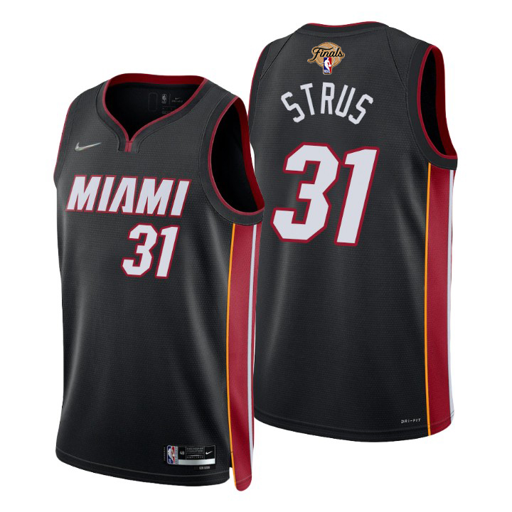 Heat #31 Max Strus Black 2023 Finals Patch 75th Anniversary Diamond Swingman Jersey - Icon Edition