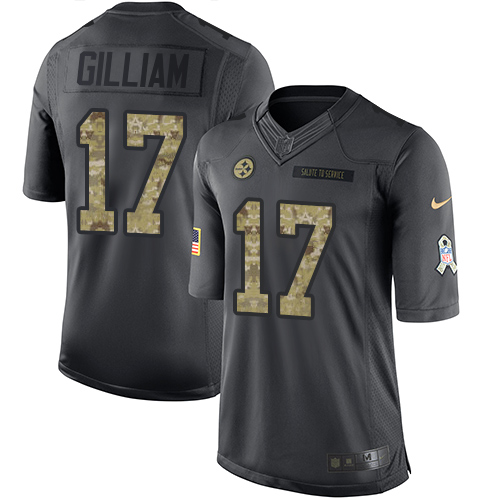 Pittsburgh Steelers #17 Joe Gilliam Black Men's Stitched Limited 2016 Salute to Service Jersey Men's