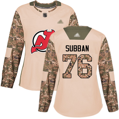 Adidas New Jersey Devils #76 P.K. Subban Camo Authentic 2017 Veterans Day Women's Stitched Jersey Womens