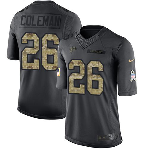 Atlanta Falcons #26 Tevin Coleman Black Men's Stitched Limited 2016 Salute To Service Jersey Men's