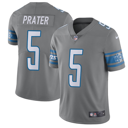 Detroit Lions #5 Matt Prater Gray Men's Stitched Limited Rush Jersey Men's