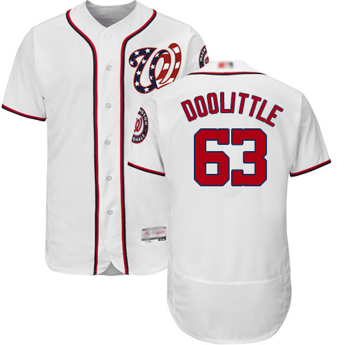 Washington Nationals #63 Sean Doolittle White Flexbase Authentic Collection Stitched Jersey Men's