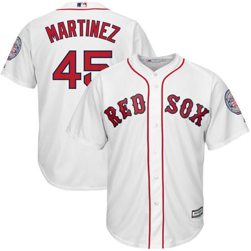 Boston Red Sox #45 Pedro Martinez White New Cool Base Cooperstown Stitched Jersey Men's