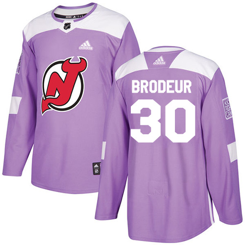 Adidas New Jersey Devils #30 Martin Brodeur Purple Authentic Fights Cancer Stitched Youth Jersey Youth