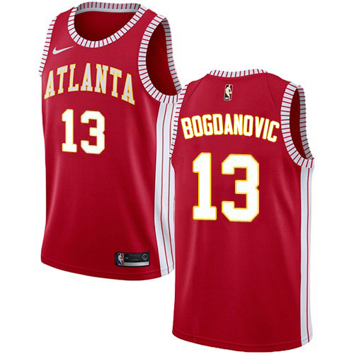 Atlanta Hawks #13 Bogdan Bogdanovic Red Swingman Statement Edition Jersey Mens