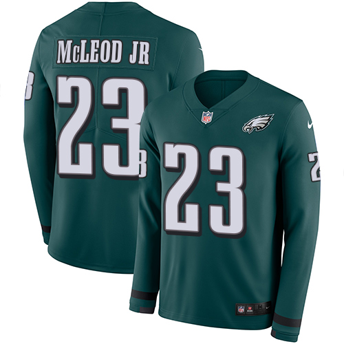 Philadelphia Eagles #23 Rodney McLeod Jr Midnight Green Team Color Men's Stitched Limited Therma Long Sleeve Jersey Men's