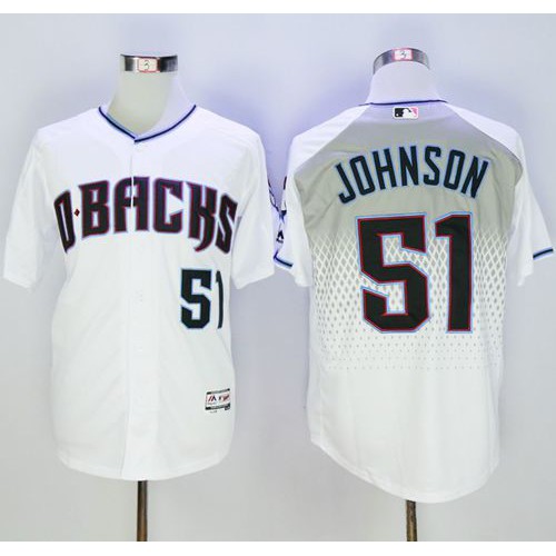 Arizona Diamondbacks #51 Randy Johnson White/Capri New Cool Base Stitched Jersey Men's