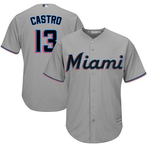 Miami Marlins #13 Starlin Castro Grey Cool Base Stitched Youth Jersey Youth