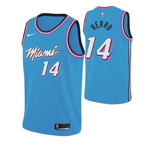 Miami Heat #14 Tyler Herro 2019-20 Mens Blue Miami City Edition Jersey Mens
