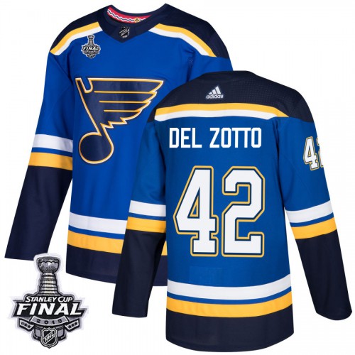 Adidas St. Louis Blues #42 Michael Del Zotto Blue Home Authentic 2019 Stanley Cup Final Stitched Jersey Men's