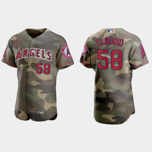 Los Angeles Los Angeles Angels #58 Alex Claudio Men's 2021 Armed Forces Day Authentic Jersey -Camo Men's