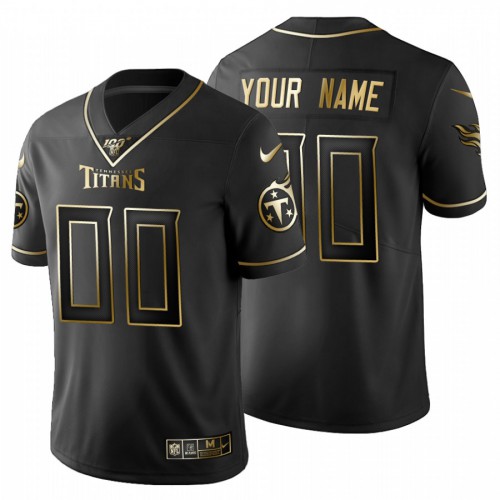Tennessee Titans Custom Men's Black Golden Limited 100 Jersey