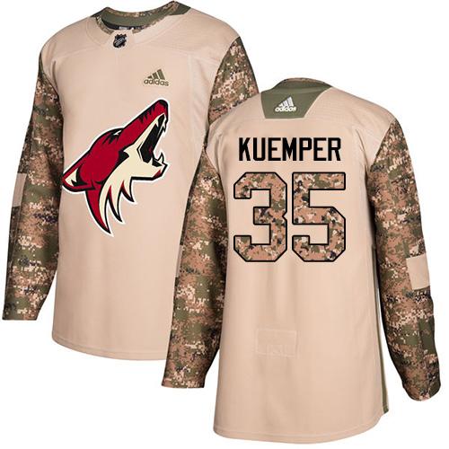 Adidas Arizona Coyotes #35 Darcy Kuemper Camo Authentic 2017 Veterans Day Stitched Jersey Men's