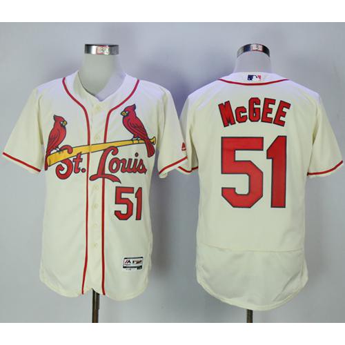 St.Louis Cardinals #51 Willie McGee Cream Flexbase Authentic Collection Stitched Jersey Men's