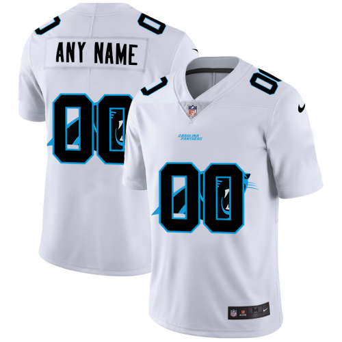 Carolina Panthers Custom White Men's Team Logo Dual Overlap Limited Jersey