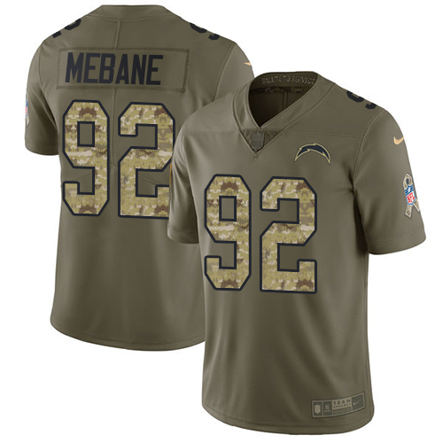 Los Angeles Chargers #92 Brandon Mebane Olive/Camo Men's Stitched Limited 2017 Salute To Service Jersey Men's