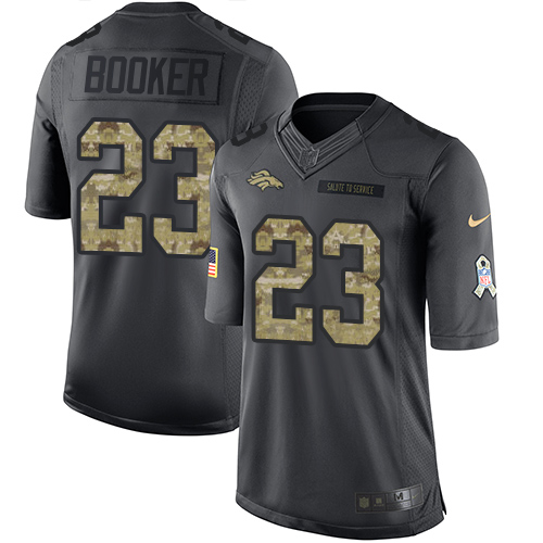 Denver Broncos #23 Devontae Booker Black Men's Stitched Limited 2016 Salute to Service Jersey Men's