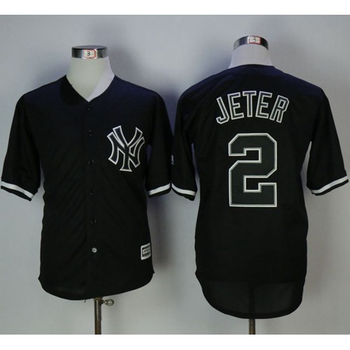 New York Yankees #2 Derek Jeter Black Fashion Stitched Jersey Men's