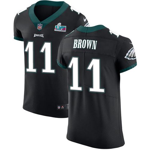 Eagles #11 A.J. Brown Black Alternate Super Bowl LVII Patch Men's Stitched New Elite Jersey