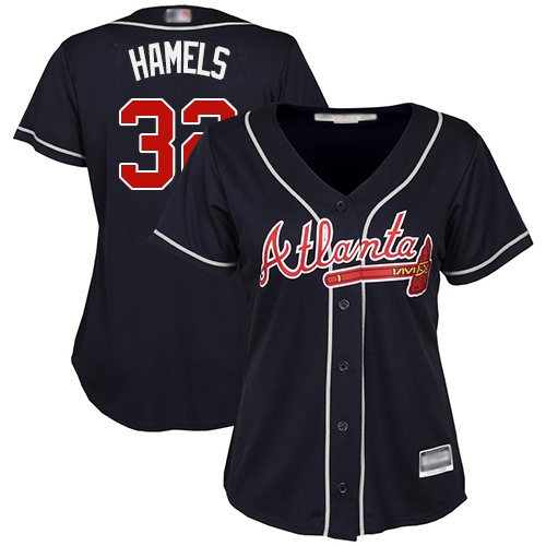 Atlanta Braves #32 Cole Hamels Navy Blue Alternate Women's Stitched Jersey Womens