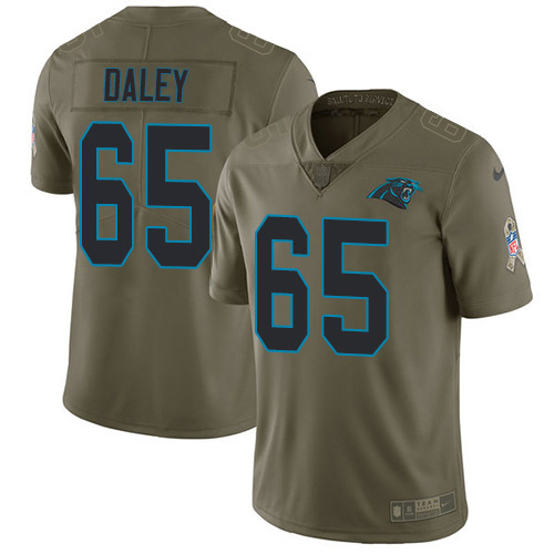 Carolina Panthers #65 Dennis Daley Olive Youth Stitched Limited 2017 Salute To Service Jersey Youth