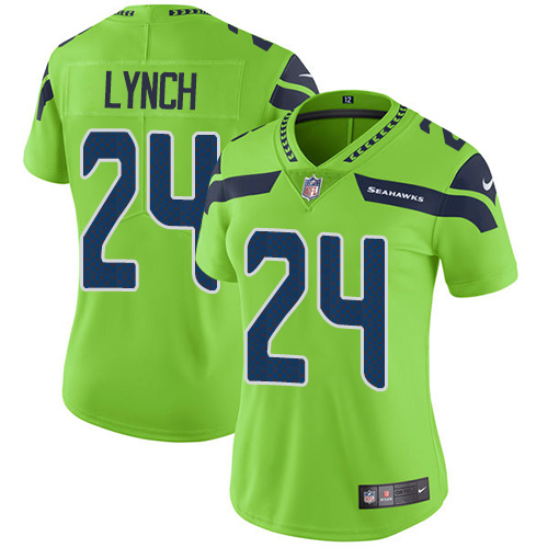 Seattle Seahawks #24 Marshawn Lynch Green Women's Stitched Limited Rush Jersey Womens