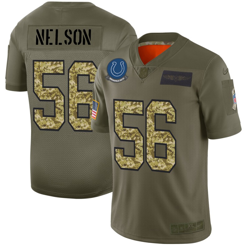 Indianapolis Colts #56 Quenton Nelson Men's 2019 Olive Camo Salute To Service Limited Jersey