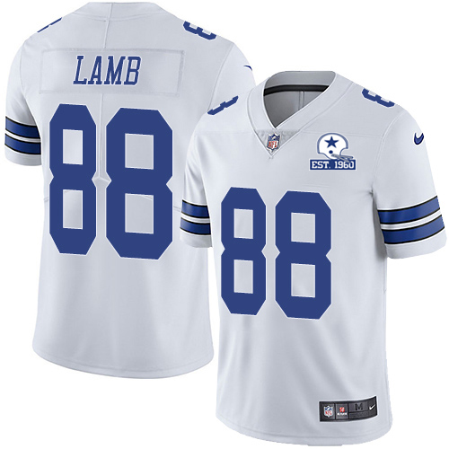 Cowboys #88 CeeDee Lamb White Men's Stitched With Established In 1960 Patch Vapor Untouchable Limited Jersey