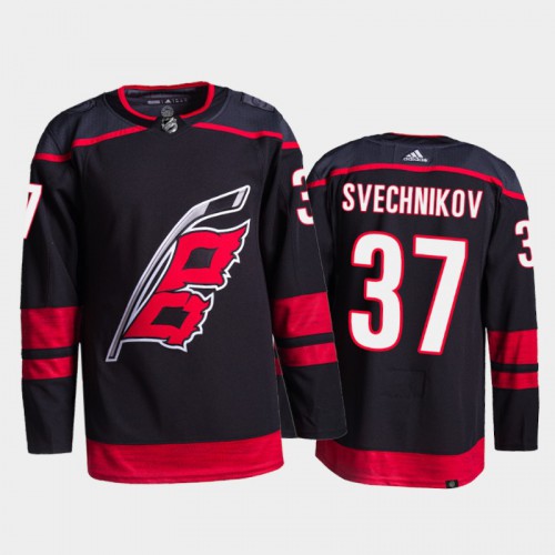 Adidas Carolina Hurricanes #37 Andrei Svechnikov Men's 2021-22 Alternate Authentic Jersey - Black Men's