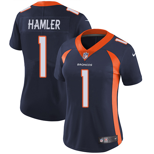 Broncos #1 KJ Hamler Navy Blue Alternate Women's Stitched Vapor Untouchable Limited Jersey