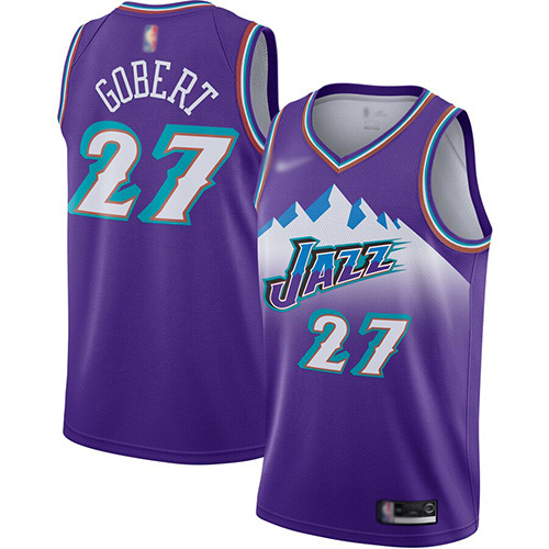 Utah Jazz #27 Rudy Gobert Purple Swingman Hardwood Classics Jersey Mens