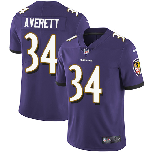 Baltimore Ravens #34 Anthony Averett Purple Team Color Men's Stitched Vapor Untouchable Limited Jersey Men's