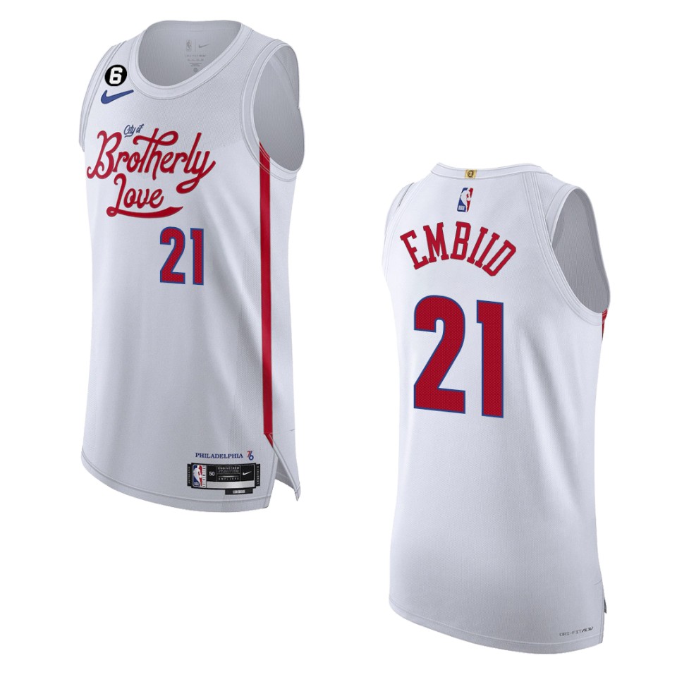 Philadelphia 76ers #21 Joel Embiid White 2022-23 Authentic Jersey - City Edition