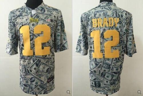 Patriots #12 Tom Brady Dollar Fashion Men's Stitched Elite Jersey
