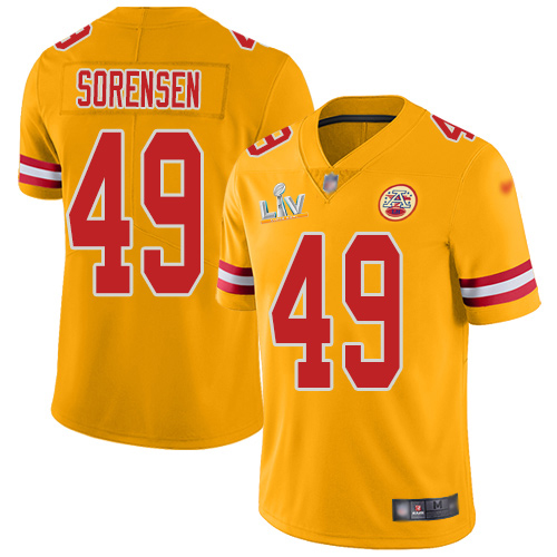 Kansas City Chiefs #49 Daniel Sorensen Gold Youth Super Bowl LV Bound Stitched Limited Inverted Legend Jersey Youth