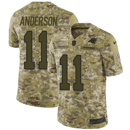Carolina Panthers #11 Robby Anderson Camo Men's Stitched Limited 2018 Salute To Service Jersey Men's