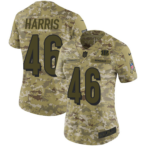 Cincinnati Bengals #46 Clark Harris Camo Women's Stitched Limited 2018 Salute to Service Jersey Womens