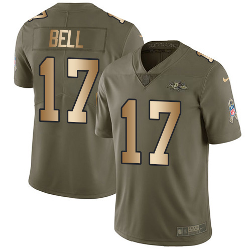 Baltimore Ravens #17 Le'Veon Bell Olive/Gold Men's Stitched Limited 2017 Salute To Service Jersey Men's