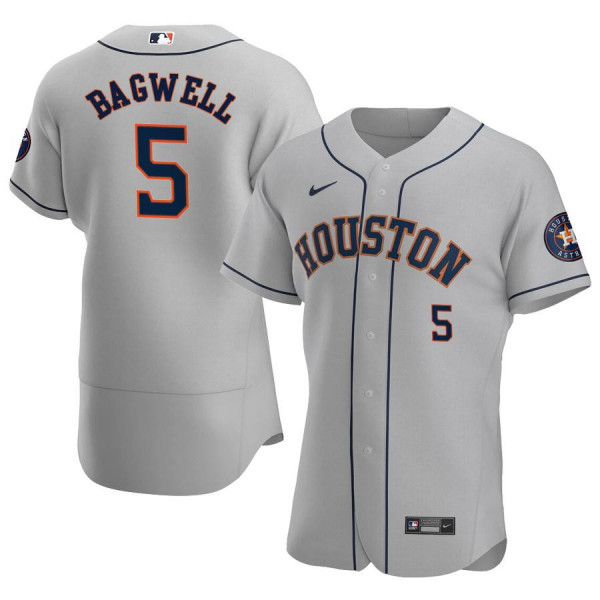 Men's Houston Astros 5 Authentic Gray Road 2020 Jeff Bagwell Jersey