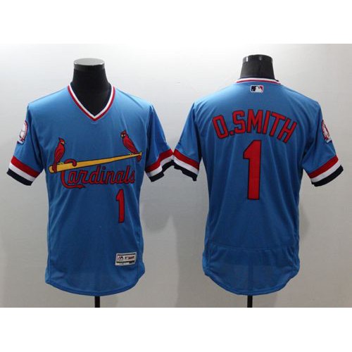 St.Louis Cardinals #1 Ozzie Smith Light Blue Flexbase Authentic Collection Cooperstown Stitched Jersey Men's